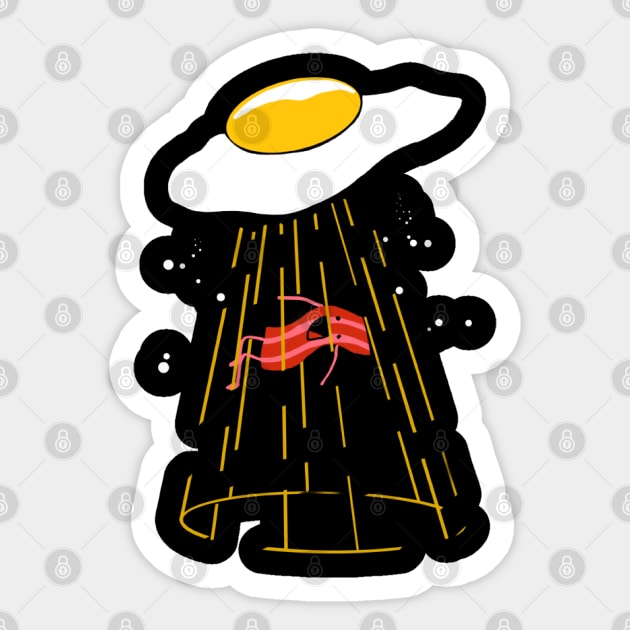 Bacon Eggs Funny Alien Abduction Egg Crispy Breakfast Sticker by Tom´s TeeStore